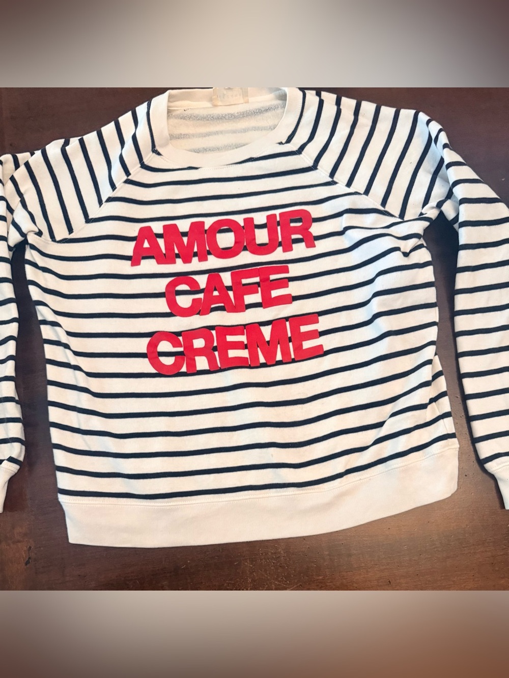 Sezane Amour Cafe Creme Striped Sweatshirt XS - Picture 3 of 8